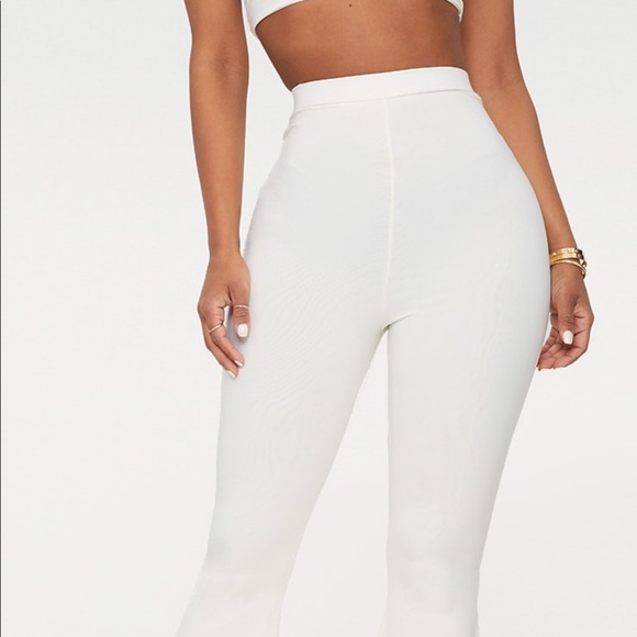 WHITE SLINKY FLARED PANTS- PLT - Picture 2 of 5